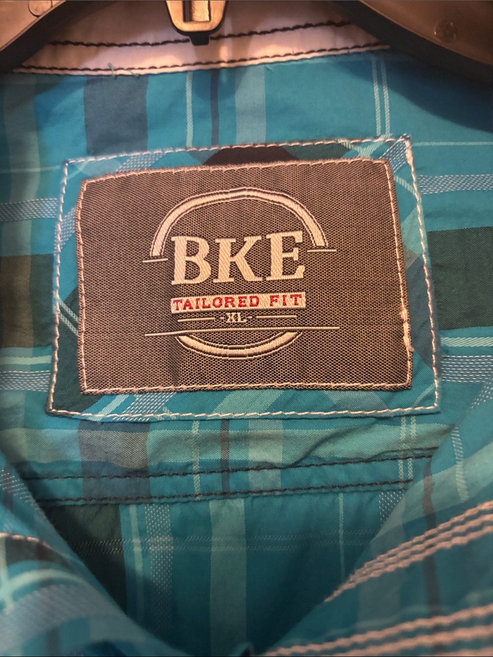 BKE Men's Teal Plaid Button-Up Shirt Size XL Tailored Fit Snap Buttons - Picture 3 of 6